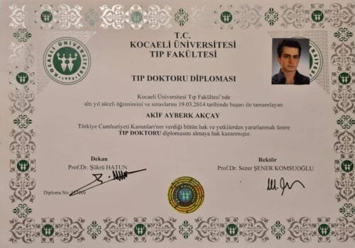 Kocaeli University medical diploma